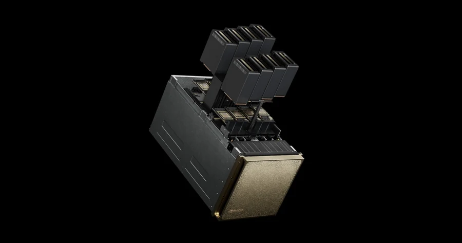 Exploded product view of the NVIDIA DGX B200 server
